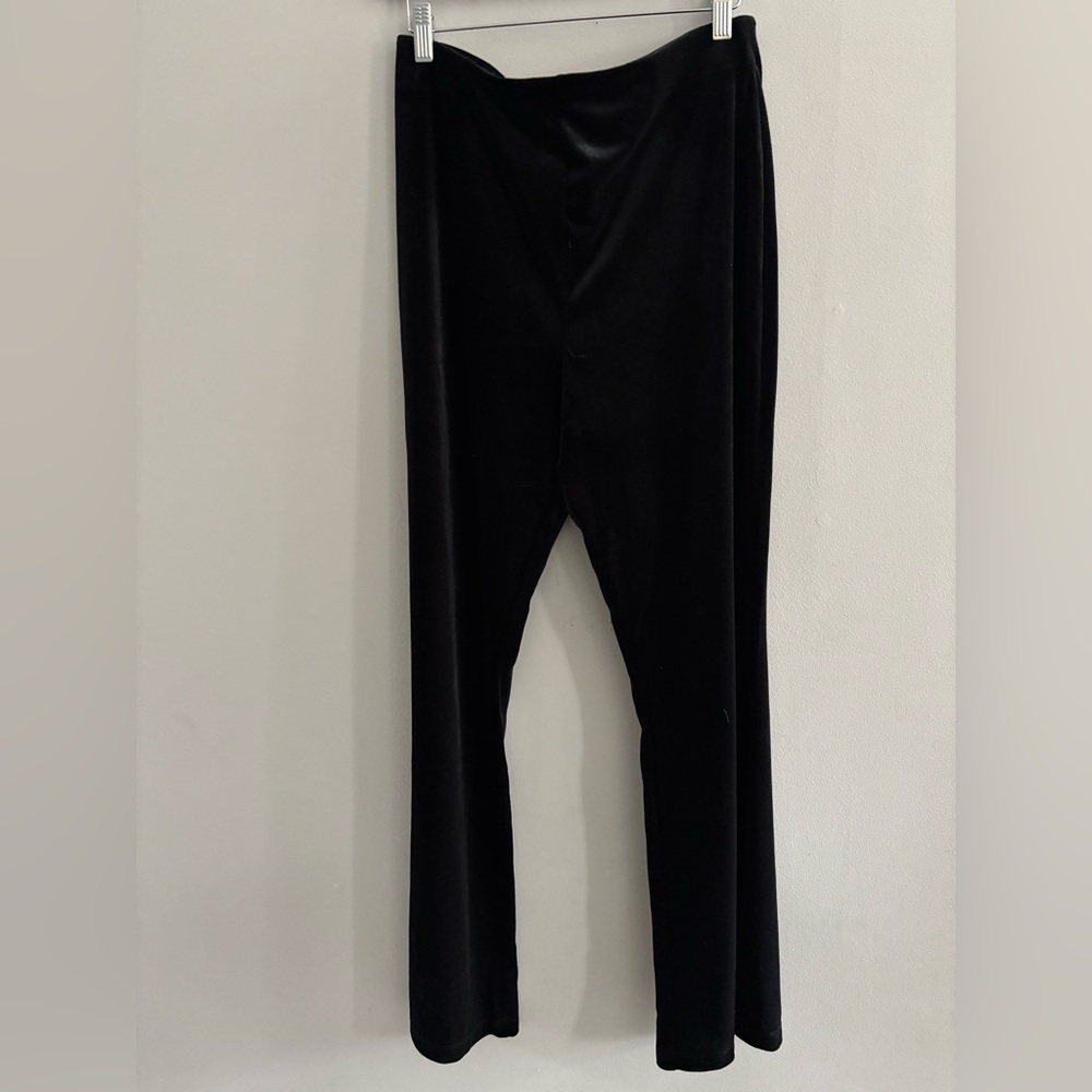 Joe Fresh Black Velvet Flare Leg Bell Bottom Trousers Stretchy Pants Size Large